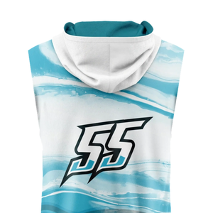 เสื้อฟุตบอลเด็กชายแบบไม่มีแขนพิมพ์ลายคลื่น 7v7 พร้อมฮู้ด ลายกราฟิกปลาโลมาแบบซับลิเมชั่น  โลโก้ทีมแบบกำหนดเอง หมายเลขผู้เล่น เสื้อผ้าสำหรับวัยรุ่น - Product Image 4