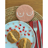Sous-verres personnalisés brodés vintage en polyester-coton écologique de 4 mm d'épaisseur, broderie artisanale personnalisée, logo sur mesure pour table