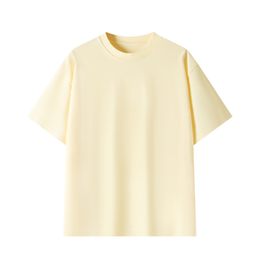 เสื้อยืดผู้ชายทรงหลวมโอเวอร์ไซส์ ผ้าคอตตอนหนานุ่ม สีพื้น ไหล่ตก แขนสั้น คุณภาพสูง - Product Image 1