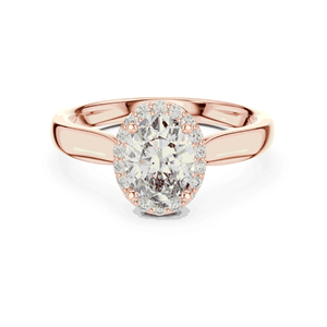 <b>Dainty</b> Oval Lab Grown Diamond <b>Ring</b> With Petite Round Halo And 0.61 CTW Total Diamonds For Engagement Wedding And Gift Giving - Product Image 5