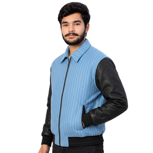 Blouson bomber varsity personnalisé en gros avec doublure polaire et patchs appliqués, coupe ample pour les marques de streetwear américaines - Product Image 2