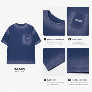 เสื้อยืดโอเวอร์ไซส์สไตล์วินเทจฟอกสี  สำหรับผู้ชาย  รับสกรีนโลโก้  ผ้าคอตตอนหนา 100%  สตรีทแวร์  ทรงไหล่ตก  มีกระเป๋า  ขายส่ง - Product Image 6