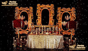 Cadres photo/panneaux de scène de mariage modernes, cadres dorés en fibre traditionnels pour scène de mariage, panneaux décoratifs en FRP pour scène de mariage au Royaume-Uni - Product Image 4