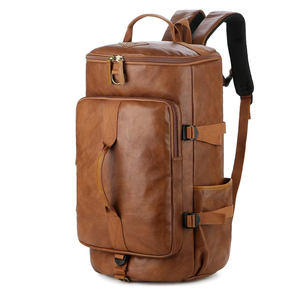 Leather Gym <b>Backpack</b> <b>Large</b> Capacity Zipper Closure Classic Style Unisex Duffle Bag for Daily Use and Travel - Product Image 1