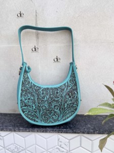 Hand Tooled Carving Leather New 2026 Handbag <b>Sling</b> <b>Bag</b> Gypsy Boho Turquoise Colour Shoulder Handmade Western Stylish <b>Bags</b> - Product Image 5