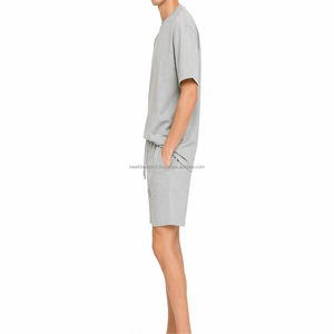 Ensemble T-shirt et short pour homme, décontracté, deux pièces, été, confortable, minimaliste, vêtements de sport, respirant, léger, premium, 100% coton, court - Product Image 3