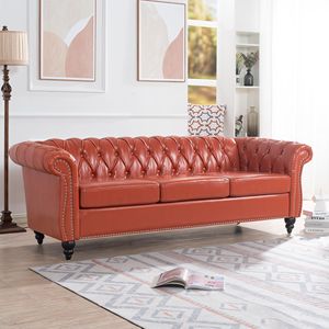 Divano Chesterfield a 3 posti con braccioli arrotolati da 84,65 pollici per soggiorno - Product Image 2