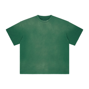 T-shirt léger et fin à manches courtes pour homme, délavé à l'acide, avec impression de logo personnalisé, vente en gros, motif uni, logo personnalisé, style vintage - Product Image 1