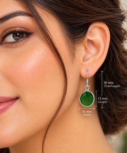 Pendientes Colgantes de Piedras Preciosas Verdes Redondas al por Mayor con Engaste de Plata para Mujer, Joyería de Moda Elegante - Product Image 4