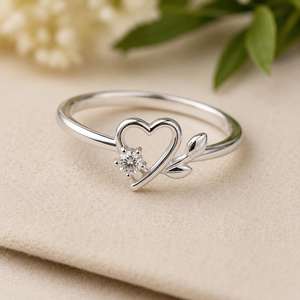 Solid 925 Sterling Silver Heart <b>Ring</b> Minimalist Zircon <b>Promise</b> <b>Ring</b> Romantic Everyday <b>Promise</b> Wedding Gift Jewelry For Women - Product Image 4