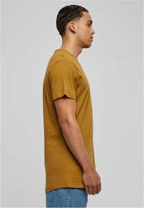 เสื้อยืดทรงยาวสีเหลืองมัสตาร์ดสำหรับผู้ชาย ชายเสื้อโค้งมน สีมัสตาร์ดทอง ผ้าฝ้าย เสื้อยืดทรงสูง สไตล์ฮิปฮอป สตรีทแวร์ เสื้อเปล่าเรียบๆ เสื้อผู้ชาย - Product Image 5