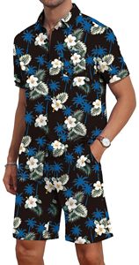 Ensemble de vacances pour homme : chemise à manches courtes à imprimé floral et short de plage assorti, tenue décontractée estivale colorée et légère, ensemble deux pièces pour homme - Product Image 4
