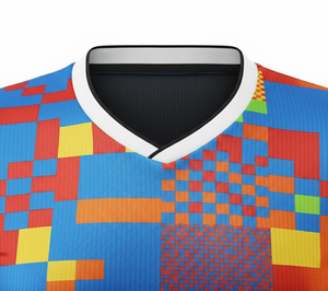 Camiseta de Fútbol Sublimada con Cuello en V para Hombre, Manga Corta, Absorbe la Humedad, Ropa Deportiva de Poliéster, Estampado Geométrico, para Todas las Temporadas - Product Image 6