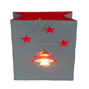 Bougeoir votif décoratif à la maison de fer avec le bougeoir décoratif en métal fini enduit de poudre blanche votive - Product Image 4