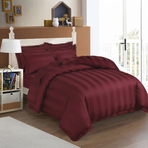 Parure de lit en satin fuchsia T-250, 100% coton, tissé uni, respirant, toutes saisons, style simple, pour usage domestique - Product Image 3