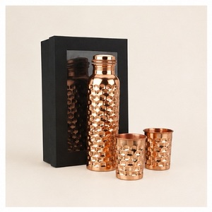 Exclusive Copper Water Bottle Handcrafted Diamond Hammered Ayurvedic Bottle for Health Immune Support Copper Vessel - Product Image 3