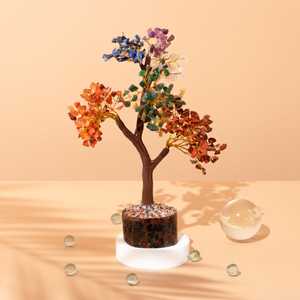 Wholesale Natural Seven <b>Chakra</b> 500 Gemstone <b>Tree</b> M-SEAL Wood Base Handcrafted Love Theme Home Decor Semi-Precious Stone Crafts - Product Image 5