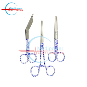 Juego de Tijeras de Enfermería de Acero Inoxidable de 3 Piezas Medipower Instruments, Pinzas para Arterias, Tijeras Quirúrgicas, Mangos con Patrón Azul, 1 Año de Garantía - Product Image 6