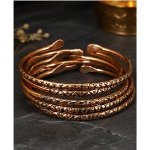 Custom Copper Magnetic Polished <b>Bangle</b> Adjustable Floral <b>Engraved</b> Artisan Cuff Bracelet Souvenir Crafts Jewelry - Product Image 3
