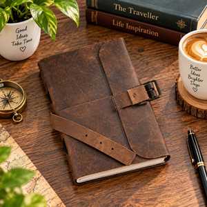 CRAFT HACKLE Journal en cuir rustique fait main, carnet de voyage vintage rechargeable, 7x5 pouces, cuir véritable - Product Image 3