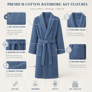 Albornoz de Algodón Orgánico Certificado GOTS para Adultos, Ecológico y Sostenible, Suave, de Felpa, para Spa y Hotel, con Logotipo Personalizado, Diseño de Lujo Unisex - Product Image 3