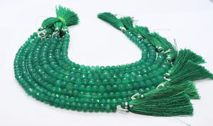 Perles de pierres précieuses en onyx vert naturel facettées, forme rondelle, 7-7,5 mm, pour la fabrication de bijoux, vente en gros - Product Image 4