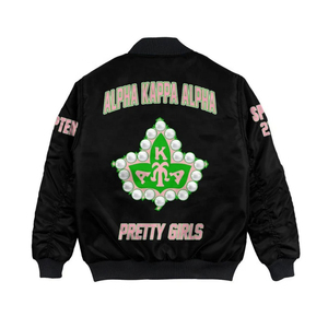 OEM Customized Plus Size Satin Alpha Sorority Varsity Bomber <b>Jacket</b> Women Embroidered Zip Up <b>Long</b> Sleeve Streetwear Custom Logo - Product Image 2