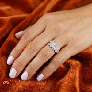 925 Sterling <b>Silver</b> Diamond Wide Band <b>Ring</b> for Women Oval Cluster <b>Statement</b> Cocktail <b>Ring</b> Luxury Fine Jewelry USA - Product Image 4