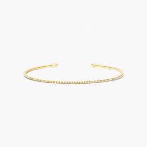 Petite Cuff Lab Grown Round Brilliant Cut Diamond Luxury <b>Bracelet</b> in 14K Yellow Gold - Product Image 1