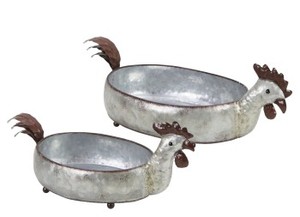 Macetas de Metal Galvanizado con Forma de Gallo, Estilo Moderno, Ecológicas, Juego de Dos para Hogar, Jardín o Suelo - Product Image 2