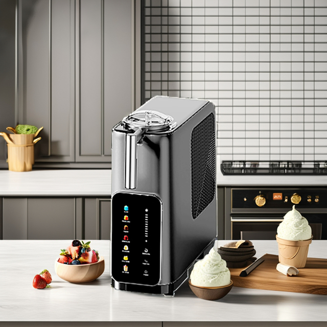 Mini Automatic Electric Soft Ice Cream Machine 1.3L Capacity for Milk Smoothies with Strong Compressor Household & Outdoor Use