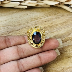 Latest Vintage Floral Amethyst <b>Ring</b> 18k <b>Gold</b> Plated Flower Statement Women <b>Ring</b> Chunky <b>Cocktail</b> Bohemia Wholesale Gif <b>Ring</b> - Product Image 6