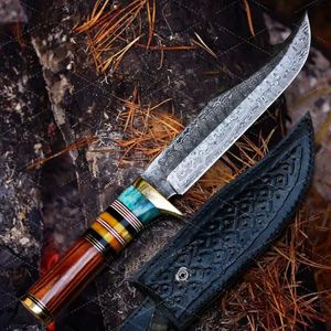Couteau de chasse en acier au carbone UA Supplies, lame à pointe tombante, manche en cuir, couteau à lame fixe pour la survie en extérieur, épaisseur de 0,5 mm, longueur totale de 13 pouces - Product Image 1