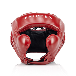 Casque de boxe Fairtex rouge en cuir PU avec fermeture auto-agrippante, 7 aérations, protection transparente, pour entraînement et sparring, unisexe adulte - Product Image 1