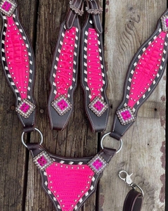 Ensemble de têtière et de collier de poitrine en cuir pour l'équitation occidentale, rênes incluses, qualité supérieure, durable et confortable, pour l'équitation - Product Image 4