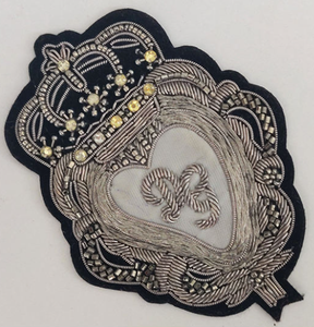 Premium Quality Customized Hand-Embroidered Antique Scalloped Crown ew-On <b>Badges</b> for Jackets, Blazers & Coat - Product Image 3