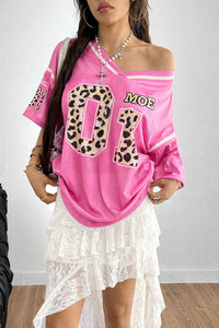 Camiseta de Baloncesto para Mujer con Diseño de Leopardo Rosa Personalizado, Sublimada, Estilo Y2K, Moda Urbana, Camiseta de Fútbol Americano - Product Image 4