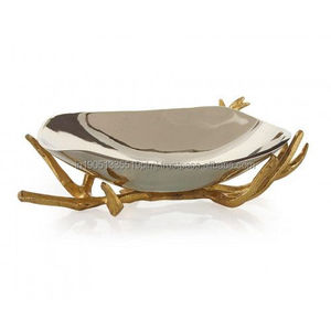 Venta al por mayor de aluminio moderno de lujo de forma ovalada decorativa fruteros diseño personalizado cuencos de metal para servir para el hogar y la cocina - Product Image 3