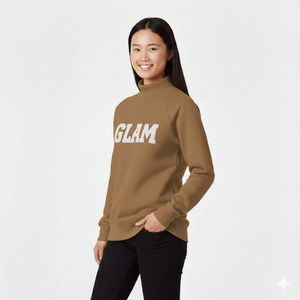 <b>Top</b> Design Women's Winter Mockneck Long Sleeve Embroidered Front Logo Pullover Sweatshirt Eco-Friendly Breathable - Product Image 3