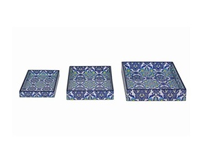Bandeja Decorativa Rectangular de Madera con Patrón Geométrico, Diseño Tradicional Hecho a Mano - Product Image 2