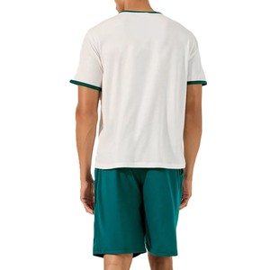 Ensemble t-shirt et short 2 pièces blanc et vert pour hommes, tenue décontractée à manches courtes, streetwear d'été en coton, ensembles de shorts élégants - Product Image 2