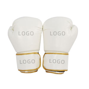 Gants de boxe en cuir blanc, à doigts entiers, avec fermeture à lacets au poignet, équipement d'entraînement pour adultes - Product Image 5