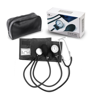 Esfigmomanómetro aneroide manual médico con piezas de repuesto, estetoscopio, reloj medidor, tipo brazalete, máquina monitor de presión arterial alta, metálico - Product Image 4