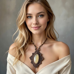 Colgante de Cristal Curativo de Cuarzo Rutilado Dorado Natural con Forma de Bola de Bambú y Aleación de Zinc, Mangalmay Corporation, Venta al por Mayor, Jaipur - Product Image 1