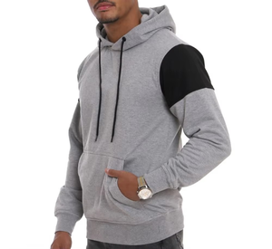 Sweat-shirt à capuche personnalisé brodé 100% coton épais, pull rouge et blanc avec bande latérale, en molleton unisexe à séchage rapide - Product Image 4