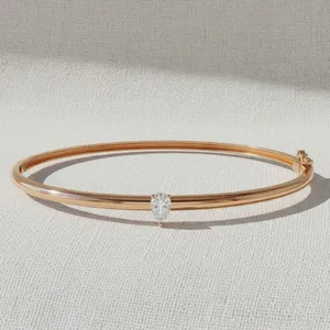 Brazalete de Oro de 14K con Diamante Cultivado en Laboratorio, Corte Pera, Solitario, Forma de Lágrima, Certificado IGI, Regalo de Cumpleaños - Product Image 5