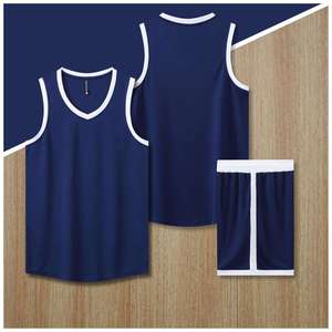 ชุดเสื้อบาสเก็ตบอลชายแขนกุดคอวีโพลีเอสเตอร์ 100% ระบายความชื้นได้ดีสีทึบชุดฝึกซ้อมผู้ใหญ่ทุกฤดูกาล - Product Image 6