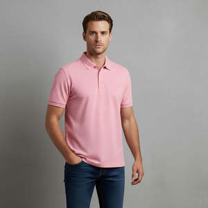 Nouveauté OEM – Polos Homme Rose Pâle à Manches Courtes, Tissu Confortable, Motif Uni, Col Côtelé, Grandes Tailles - Product Image 3