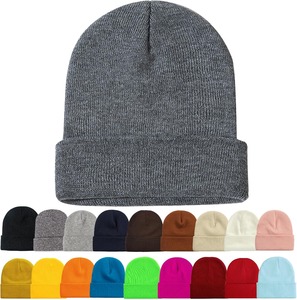 Unisex Winter Beanie Hats <b>Men</b> Women Slouchy Cuffed <b>Skull</b> <b>Cap</b> Double-Layer 100% Acrylic Jacquard Warm Knit Stretchy Casual - Product Image 1