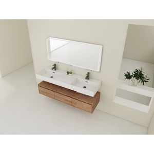 60-Inch Wall Mounted <b>Bathroom</b> <b>Vanity</b> with Double Resin Sink Soft Close Drawer Float Mounting Design - Product Image 6
